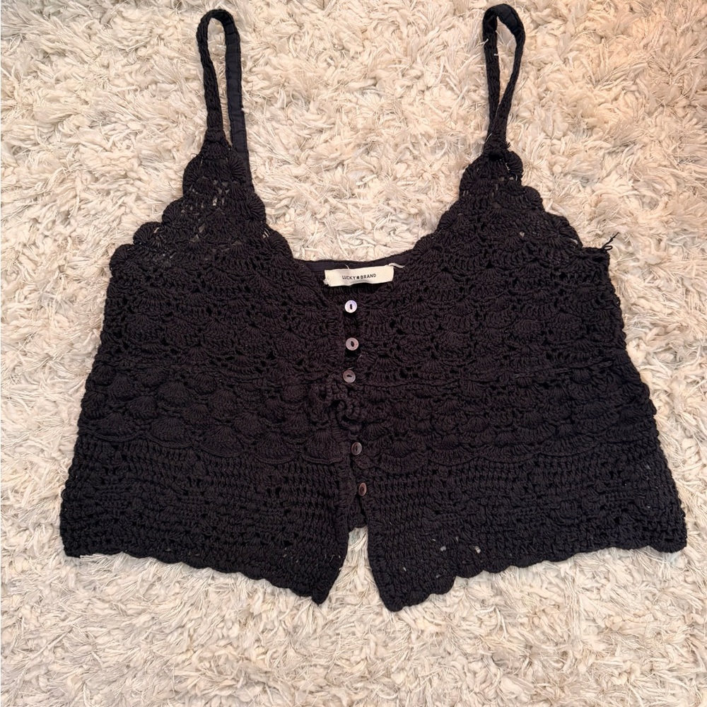 Lucky Brand Black Crochet Camisole
